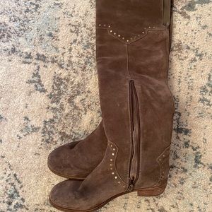AEROSOLES brown faux suede over the knee boots